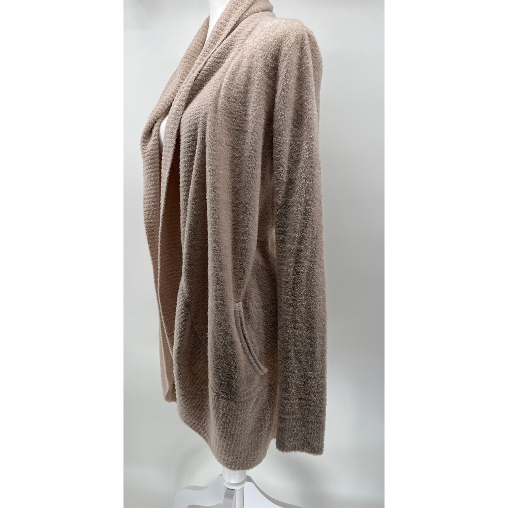 Barefoot Dreams CozyChic Lite Cardigan Medium Taupe Open Front Wrap Pocket